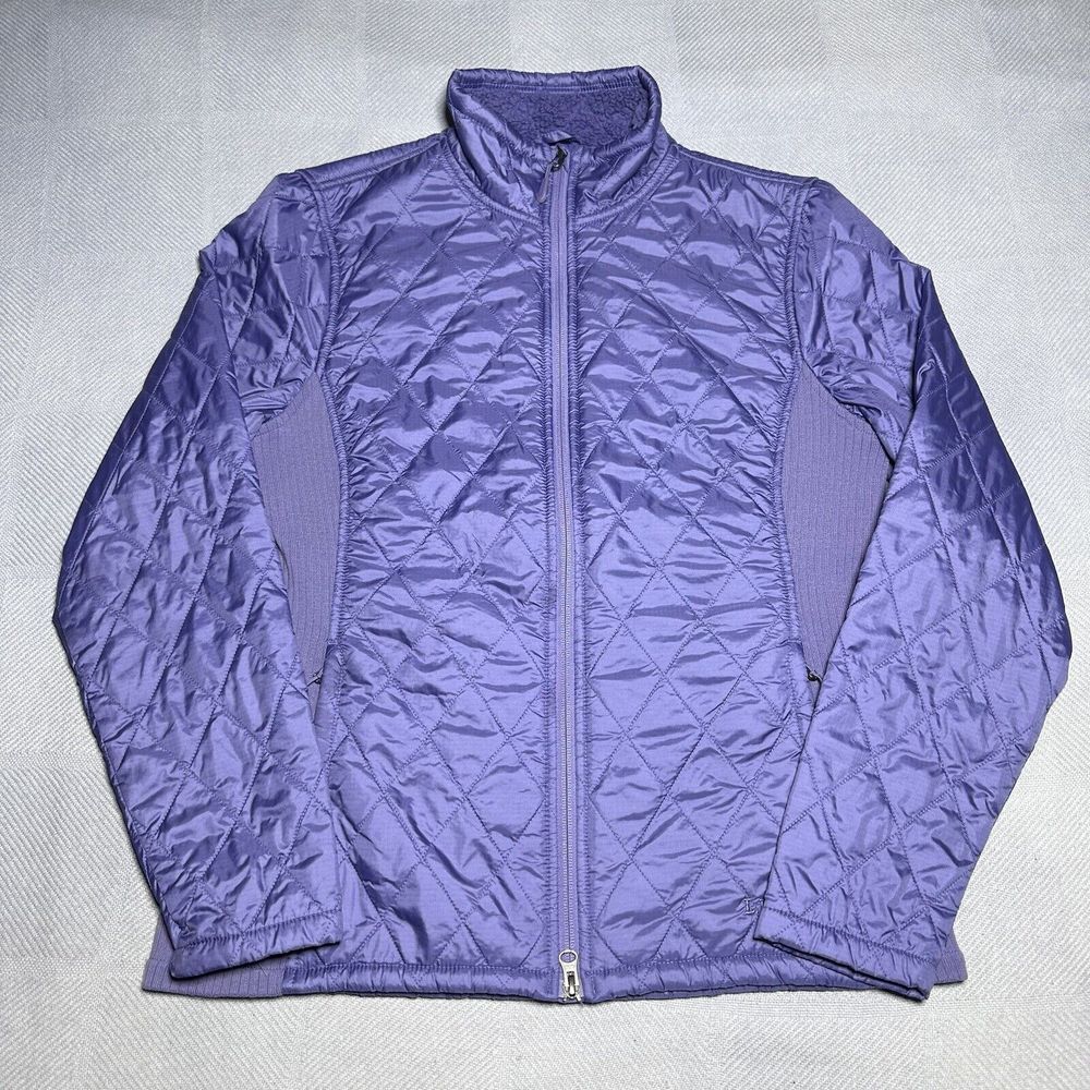 LL Bean Purple Quilted Side Rib Knit Sherpa Lined Jacket Women's Size Medium